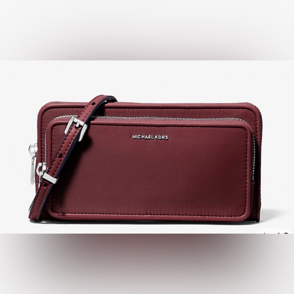 Michael Kors Jet set large Wine‎ Oxblood crossbody bag Silver Hardware UNISEX